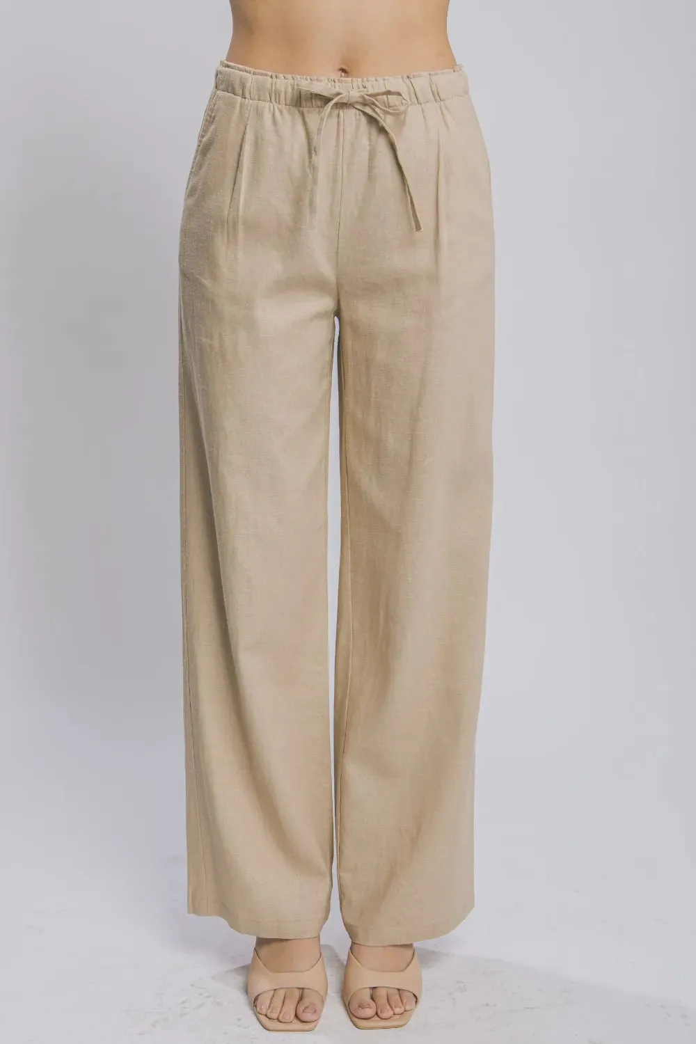 Drawstring Wide Leg Pants with Pockets