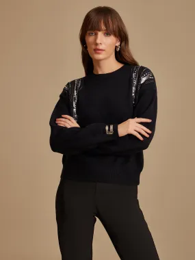 Embellished Pullover W Batwing Sleeves