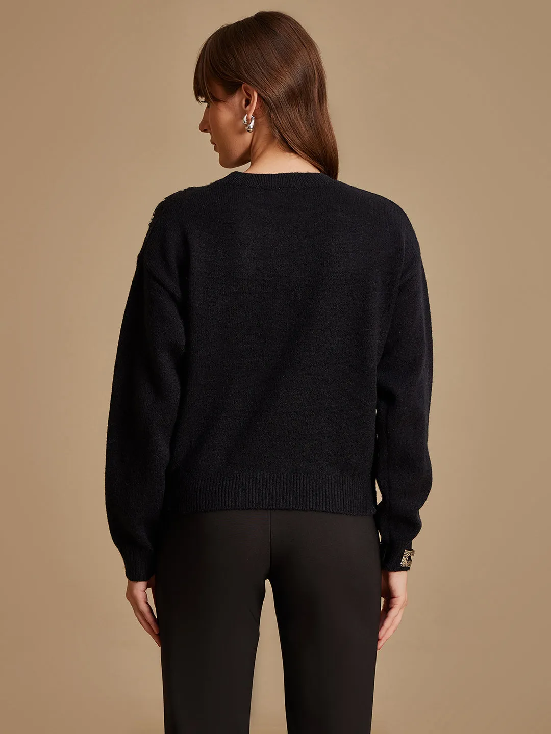 Embellished Pullover W Batwing Sleeves