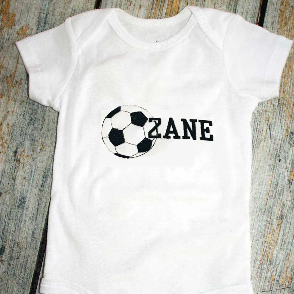 Embroidered Sports Ball & Name Baby Bodysuit