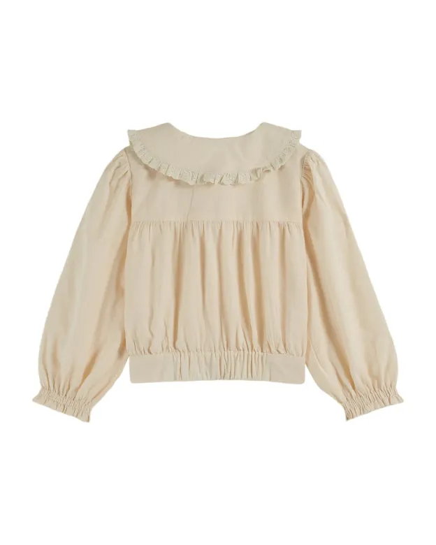 Emile et Ida Vintage Blouse With Cream Floral Collar