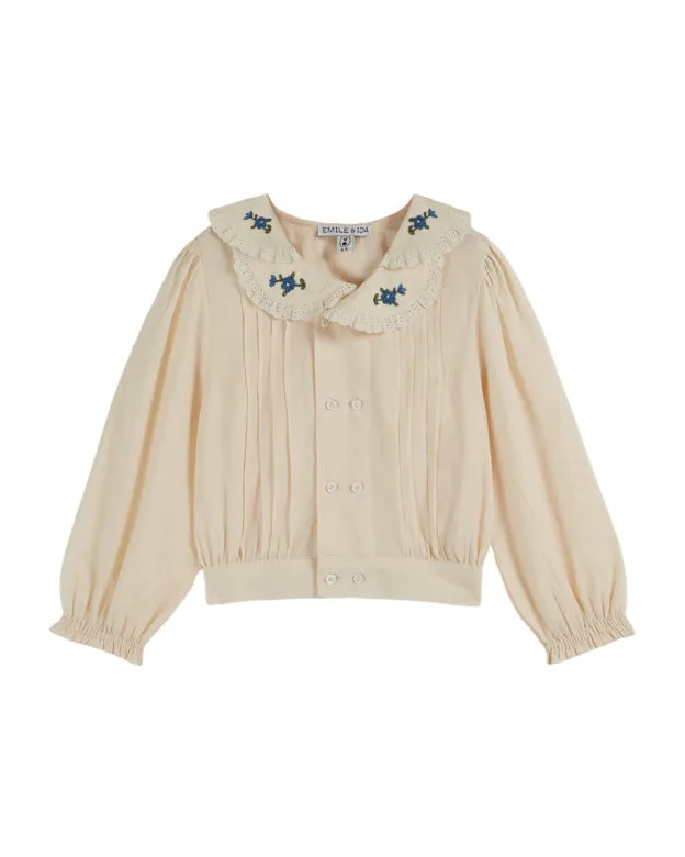 Emile et Ida Vintage Blouse With Cream Floral Collar