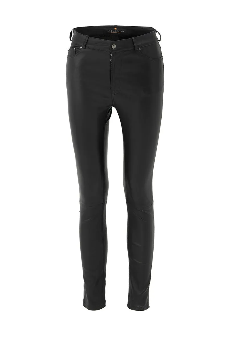 Eva Women's Stretch Leather Pants - Black