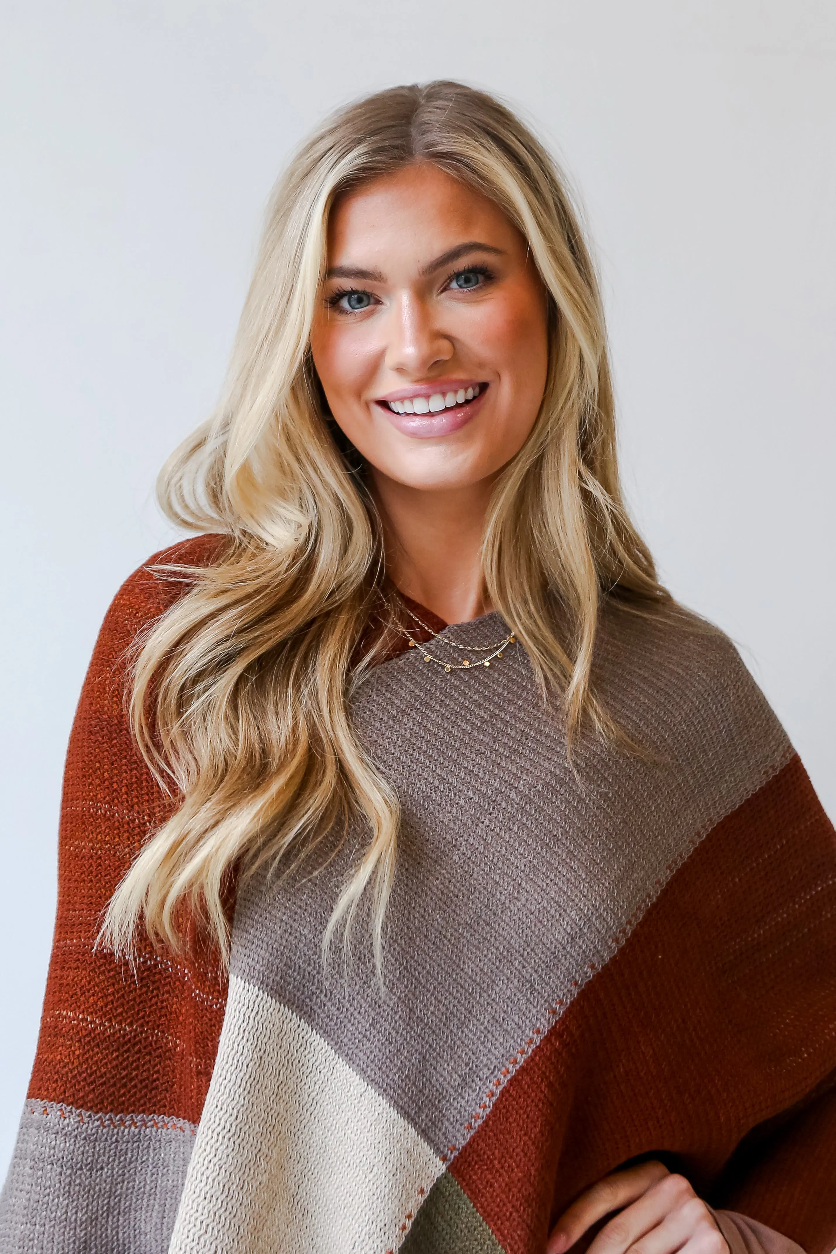 FINAL SALE - Worth The Chase Color Block Poncho