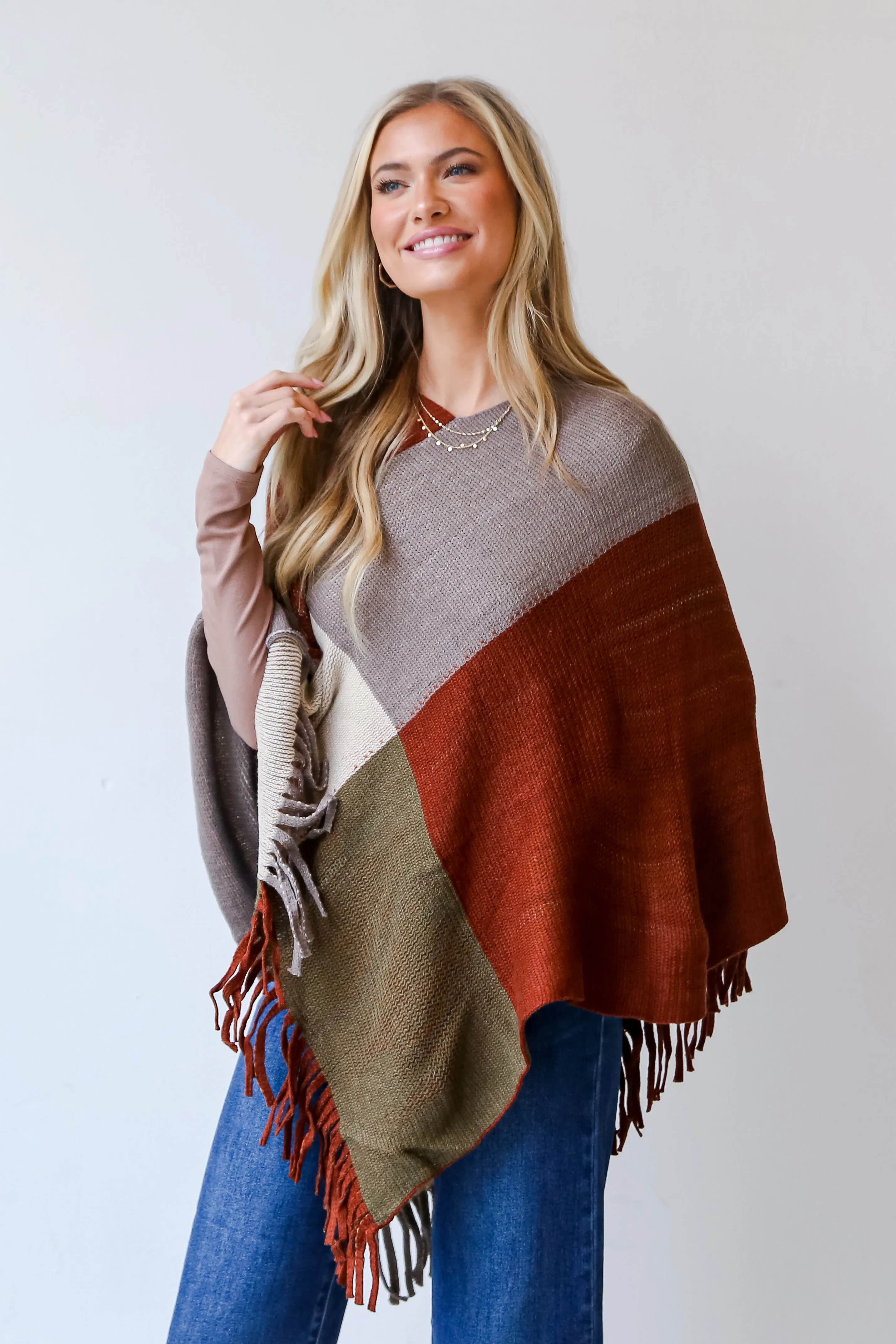 FINAL SALE - Worth The Chase Color Block Poncho