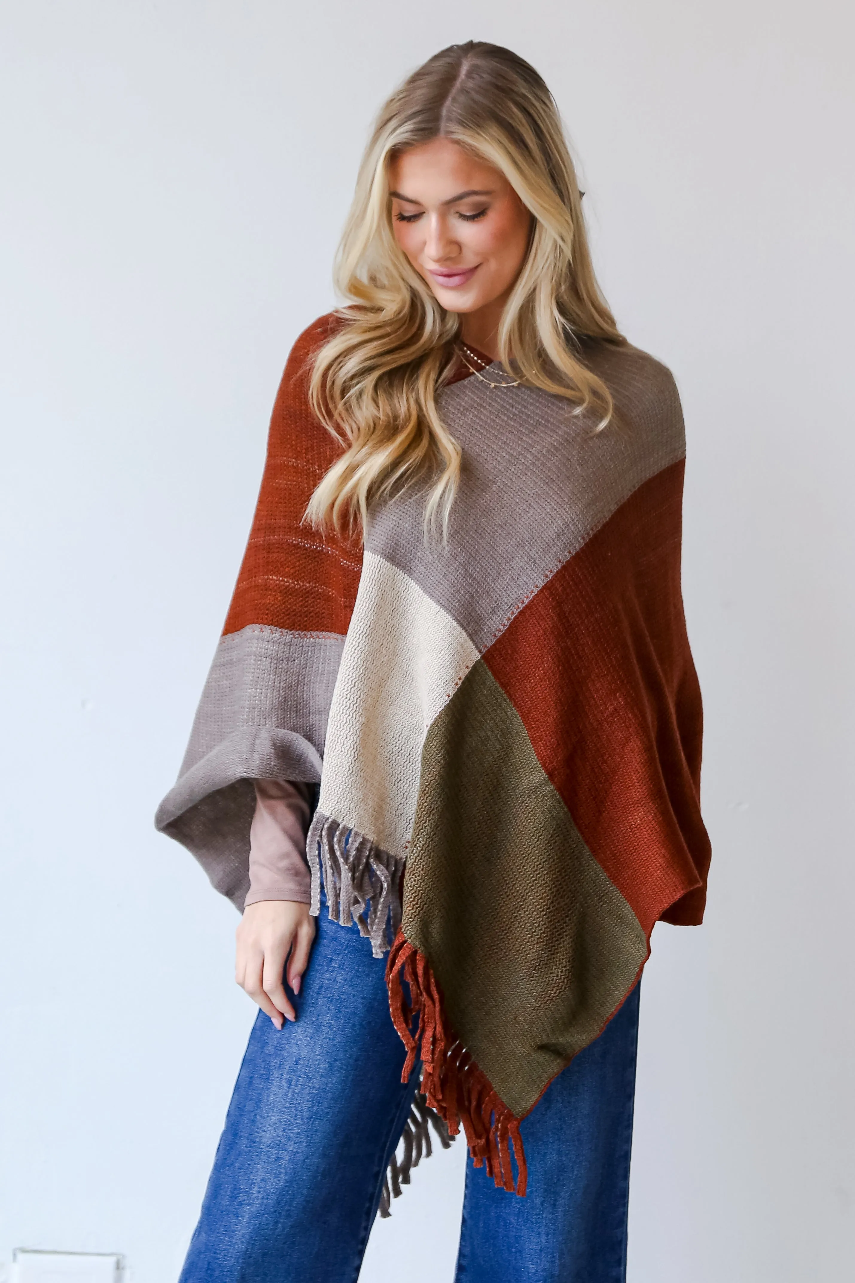 FINAL SALE - Worth The Chase Color Block Poncho