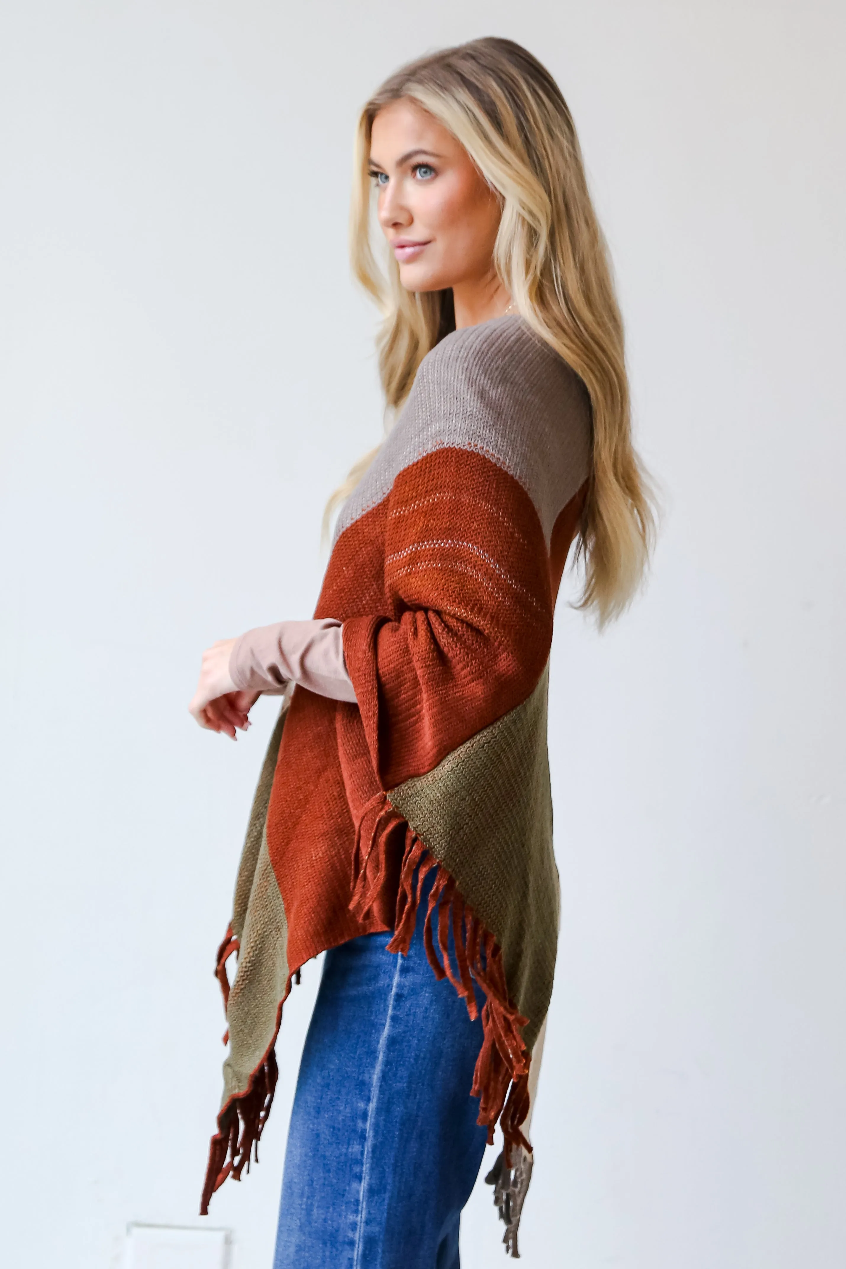 FINAL SALE - Worth The Chase Color Block Poncho