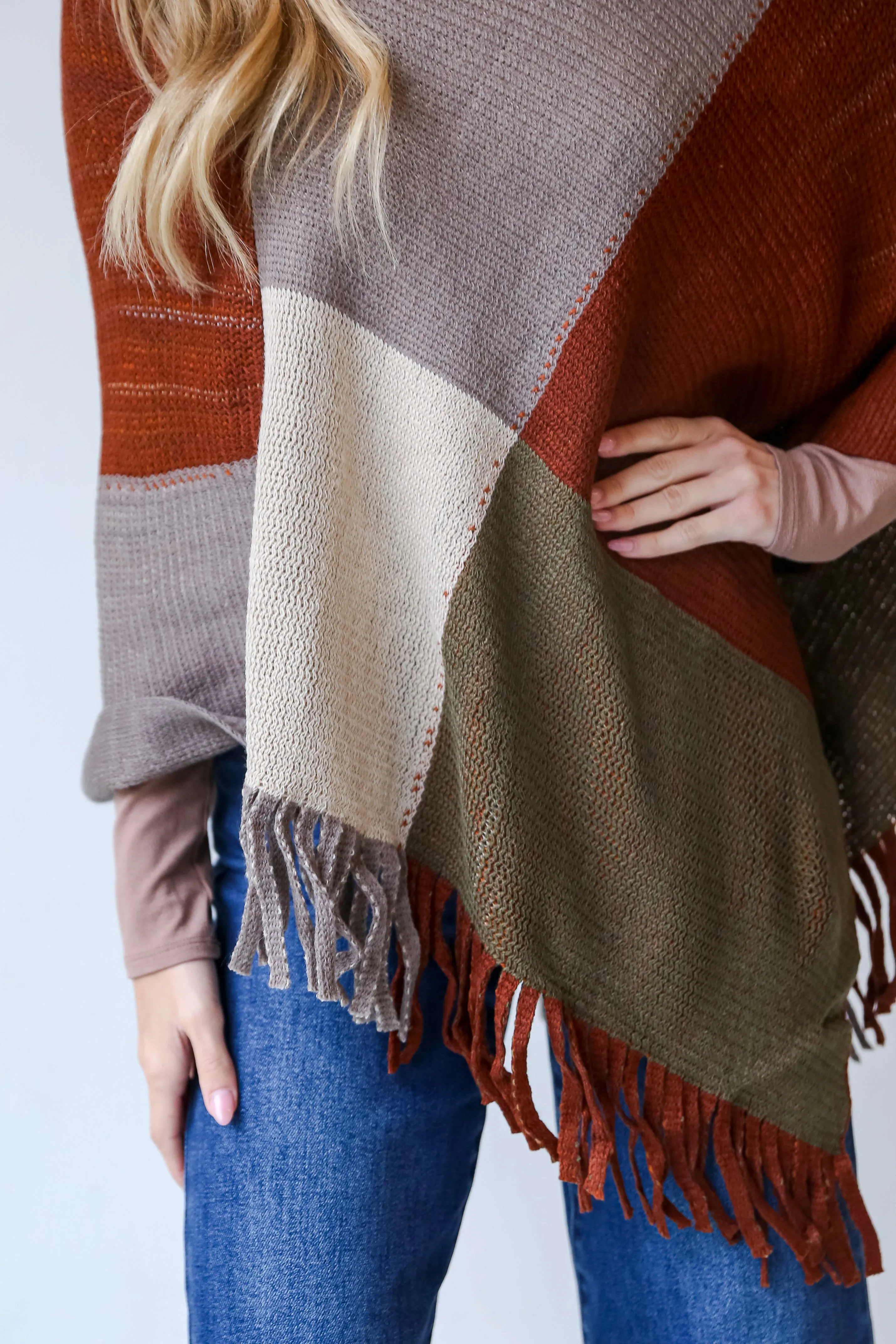 FINAL SALE - Worth The Chase Color Block Poncho