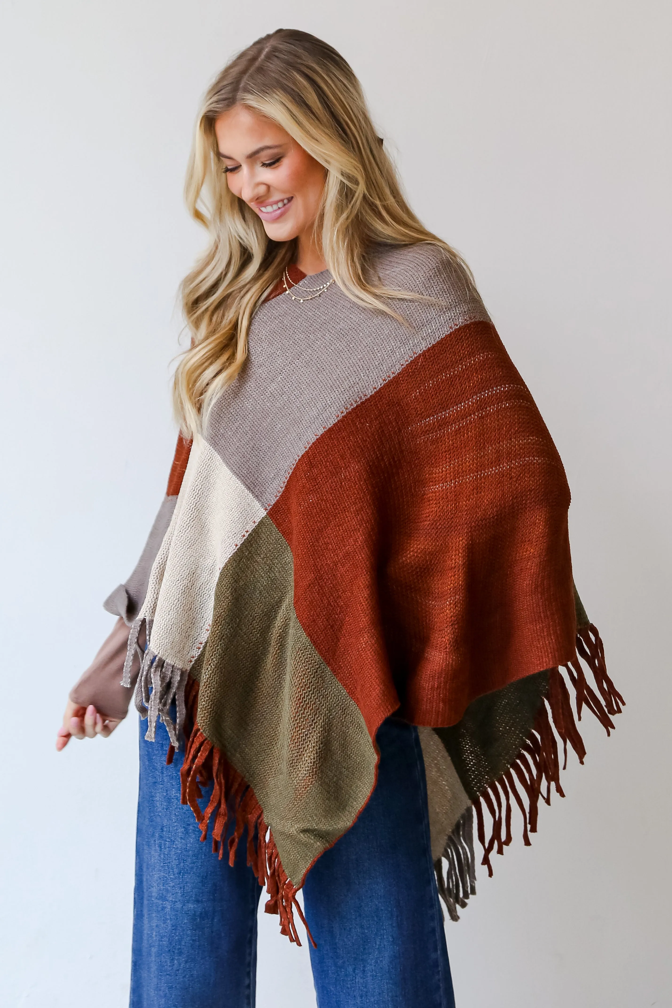 FINAL SALE - Worth The Chase Color Block Poncho