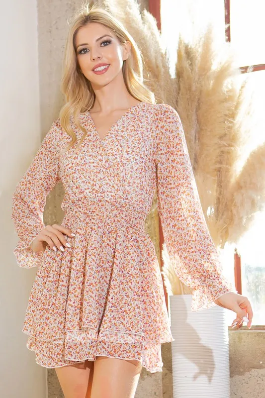 Floral Wrap Teir Dress