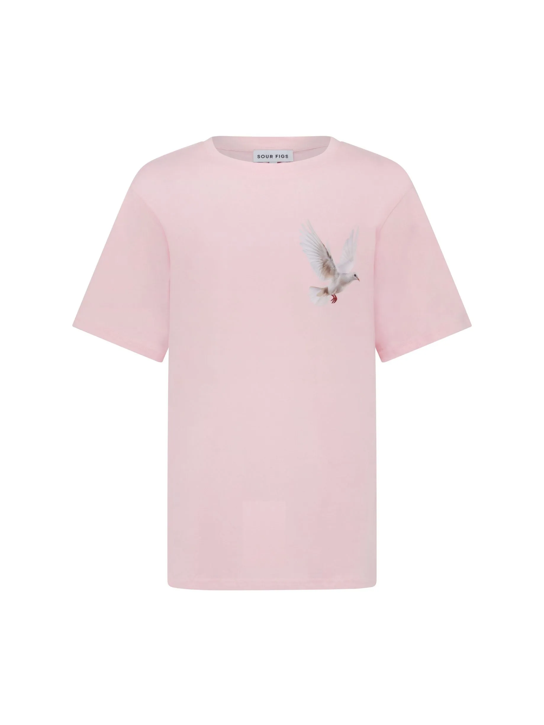 Flying Dove Print Unisex T-Shirt in Pink