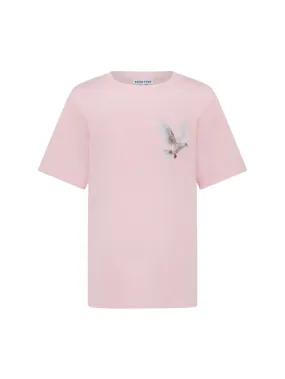 Flying Dove Print Unisex T-Shirt in Pink