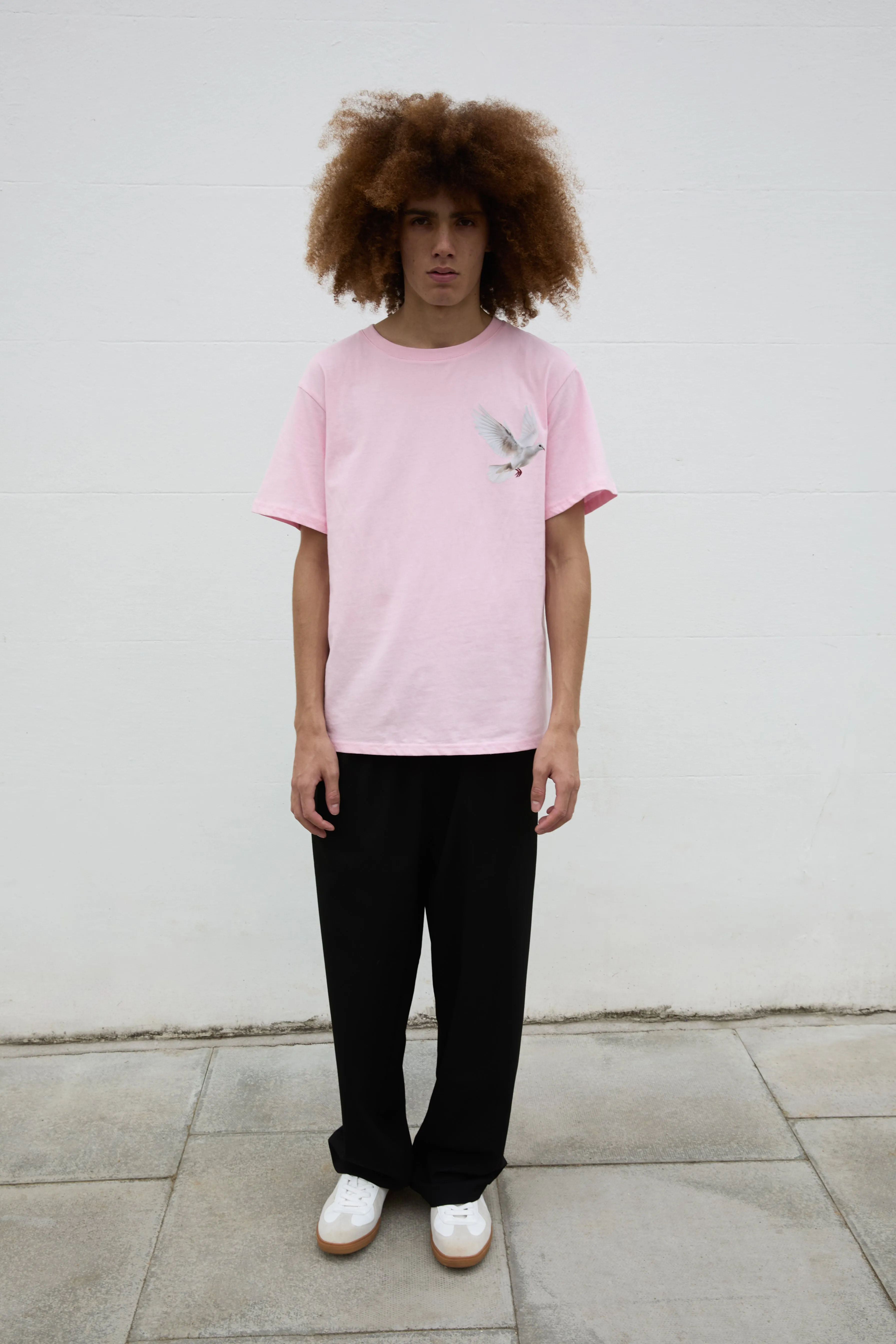 Flying Dove Print Unisex T-Shirt in Pink