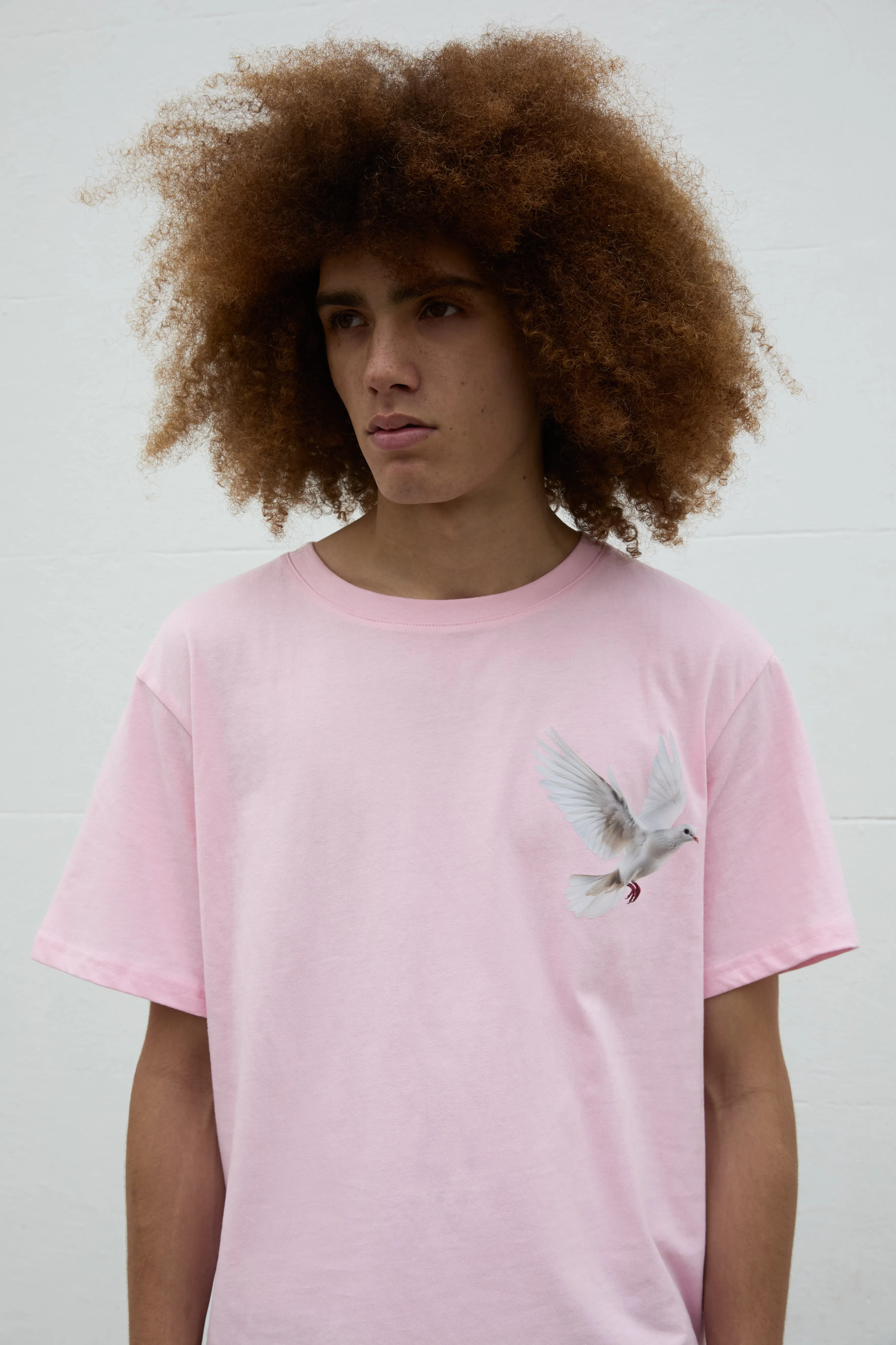 Flying Dove Print Unisex T-Shirt in Pink