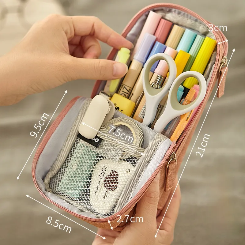 Foldable Vertical Double Layer Large Capacity Pen Case Student Pencil Case