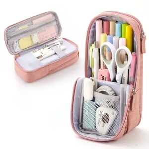 Foldable Vertical Double Layer Large Capacity Pen Case Student Pencil Case