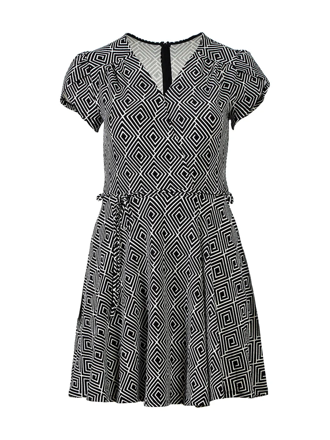 Geo Print Faux Wrap Dress