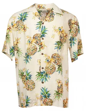 Golden Pineapple Mens Shirt in Cream