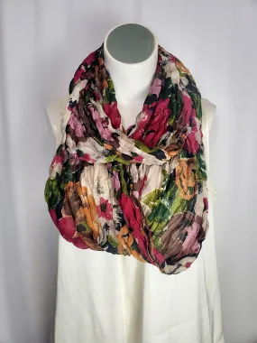 Green & Purple Floral Crinkle Infinity Scarf