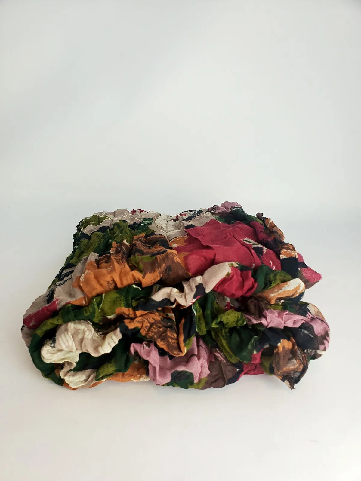 Green & Purple Floral Crinkle Infinity Scarf