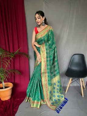 Green Saree in Bandhej Patola Silk