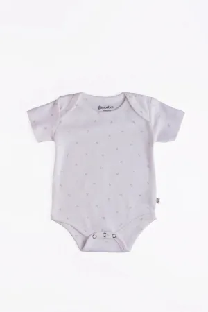 Half sleeve grey pattern in white bodysuit  for baby