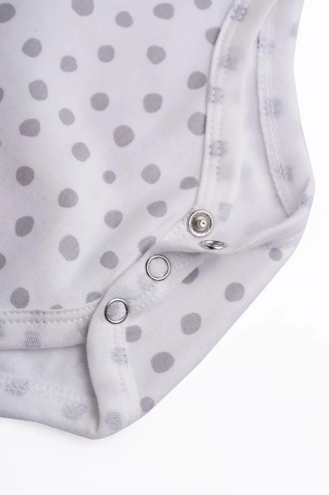 Half sleeve grey round pattern in white bodysuit for baby