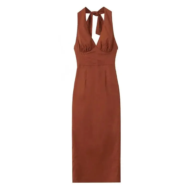 Harry Bodycon Midi Dress in Brown