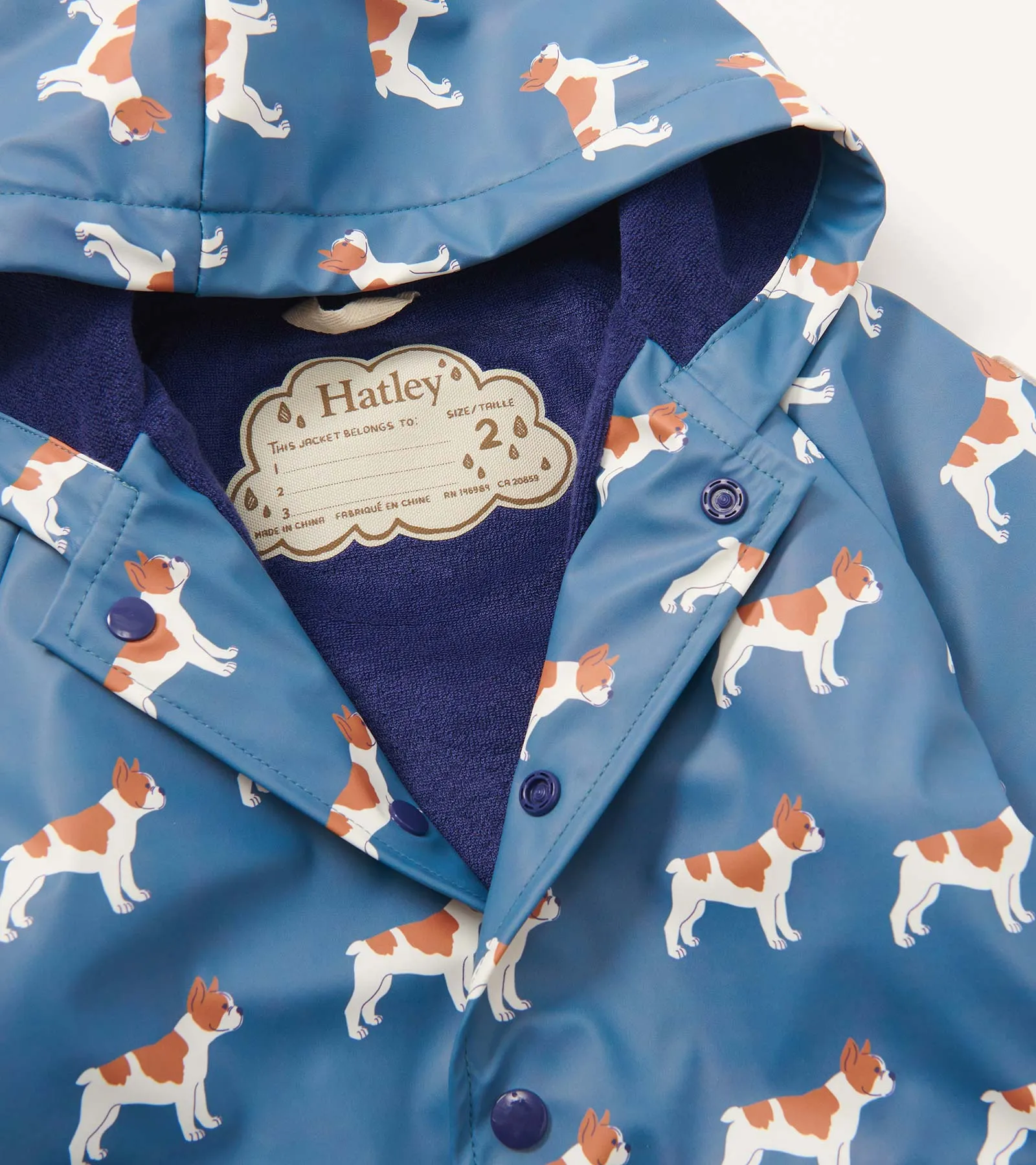 Hatley - French bulldogs pre-school raincoat, blue