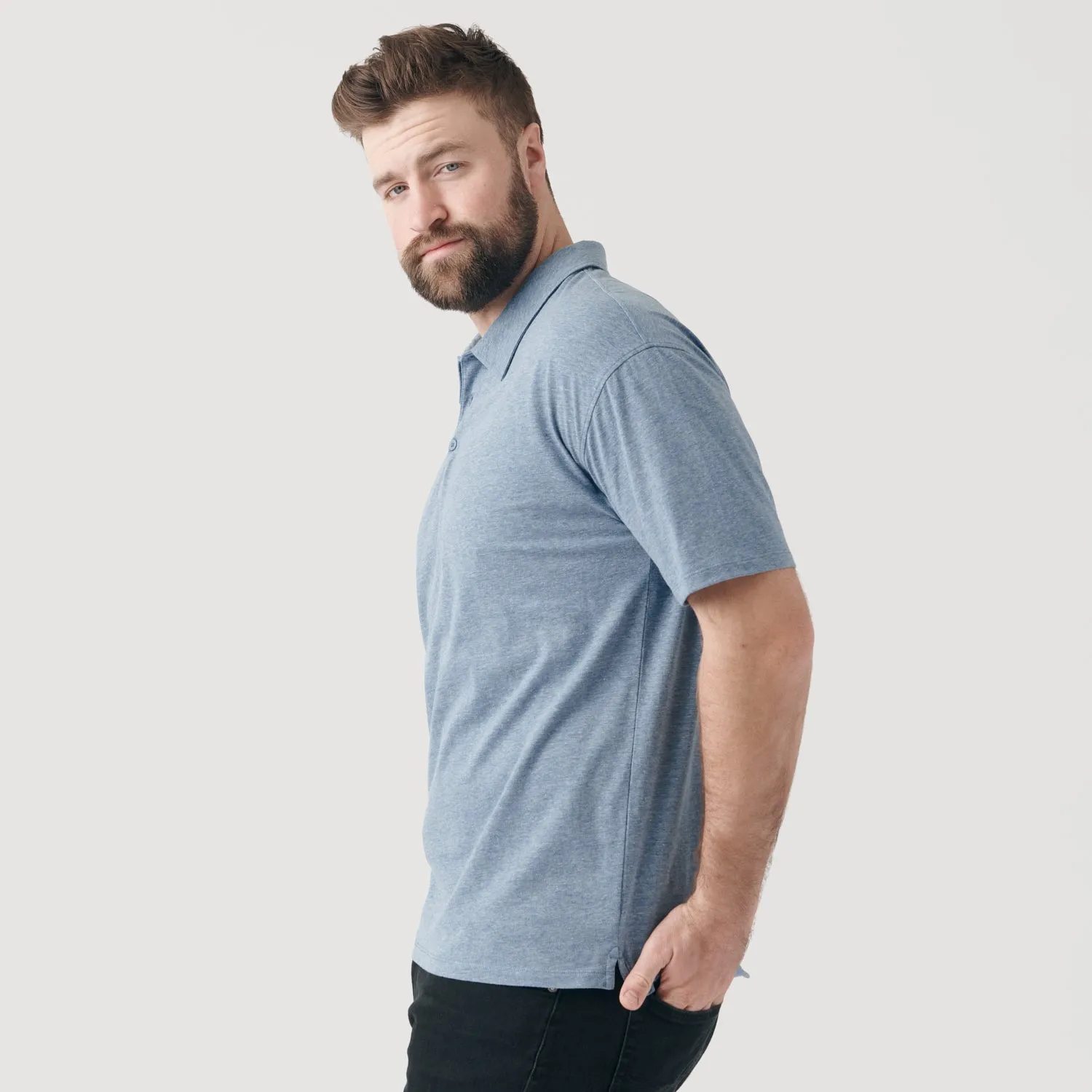 Heather Indigo Short Sleeve Polo