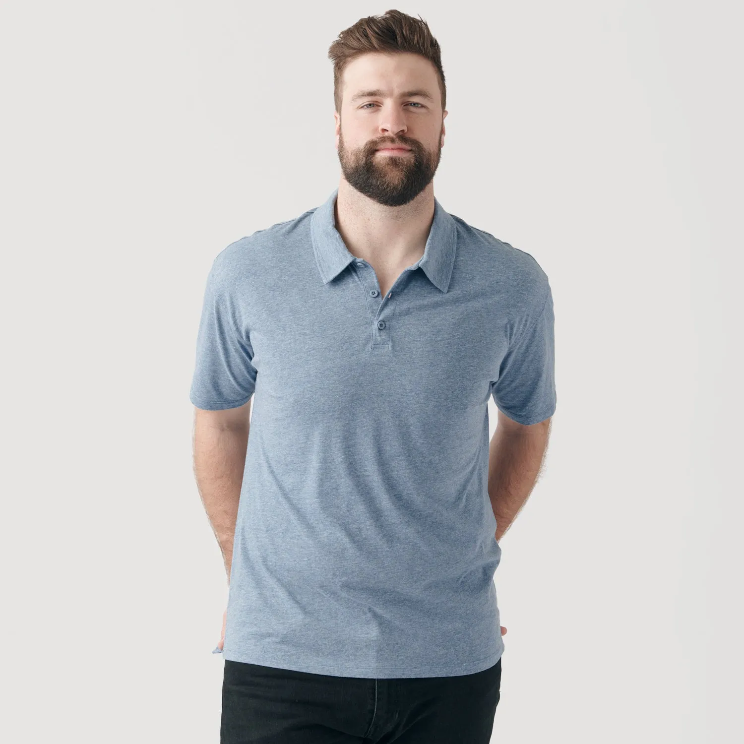 Heather Indigo Short Sleeve Polo