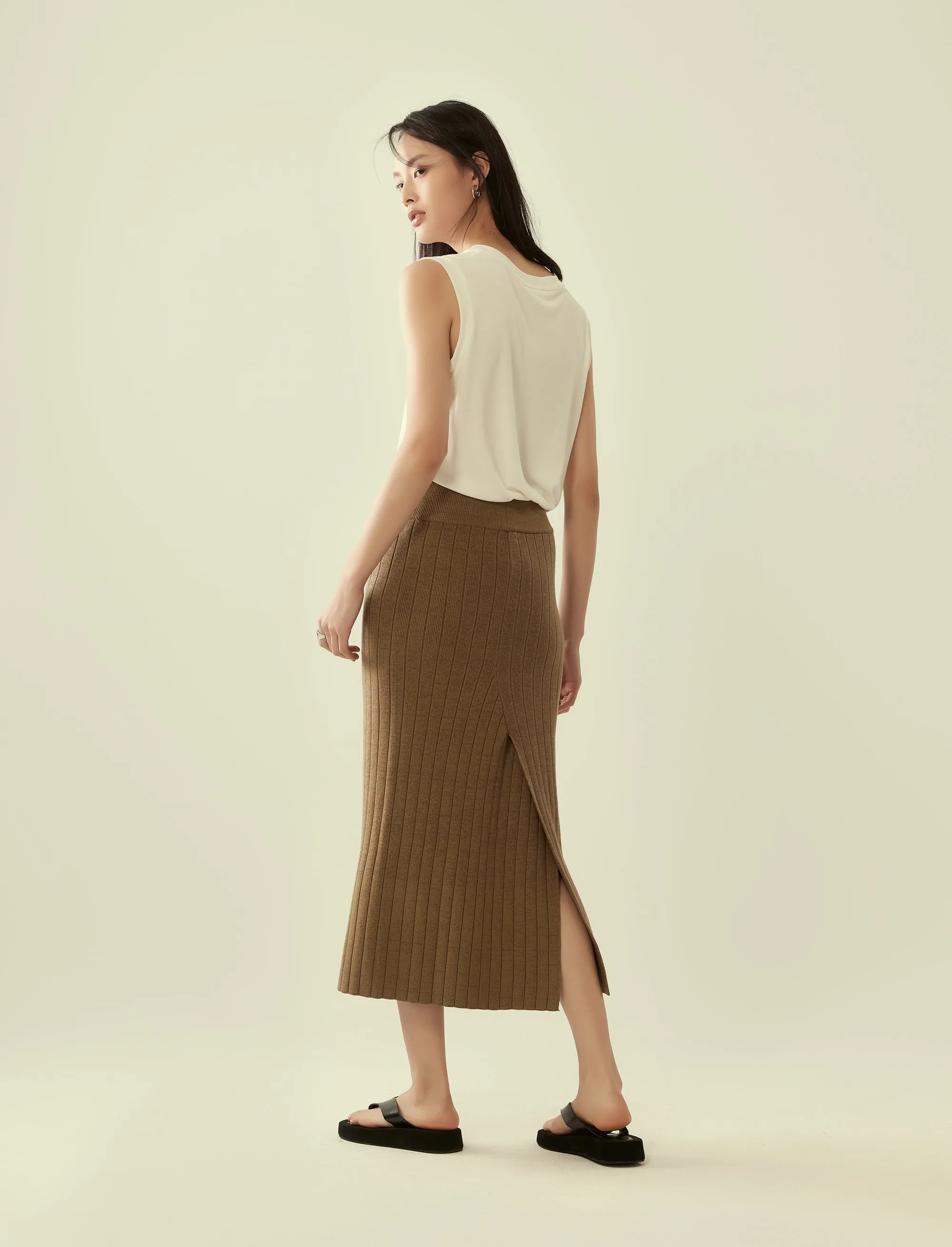 heather knit column skirt