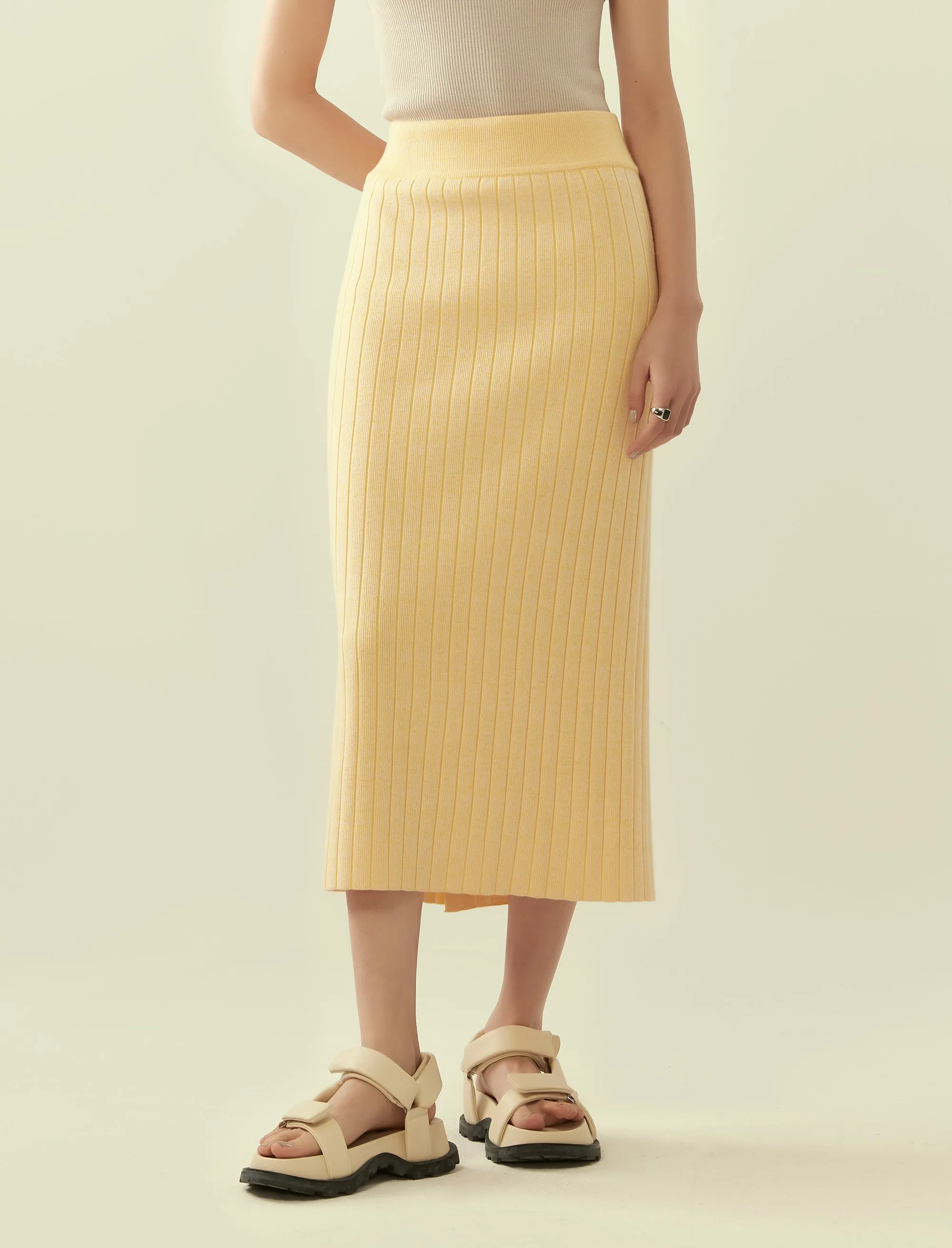 heather knit column skirt