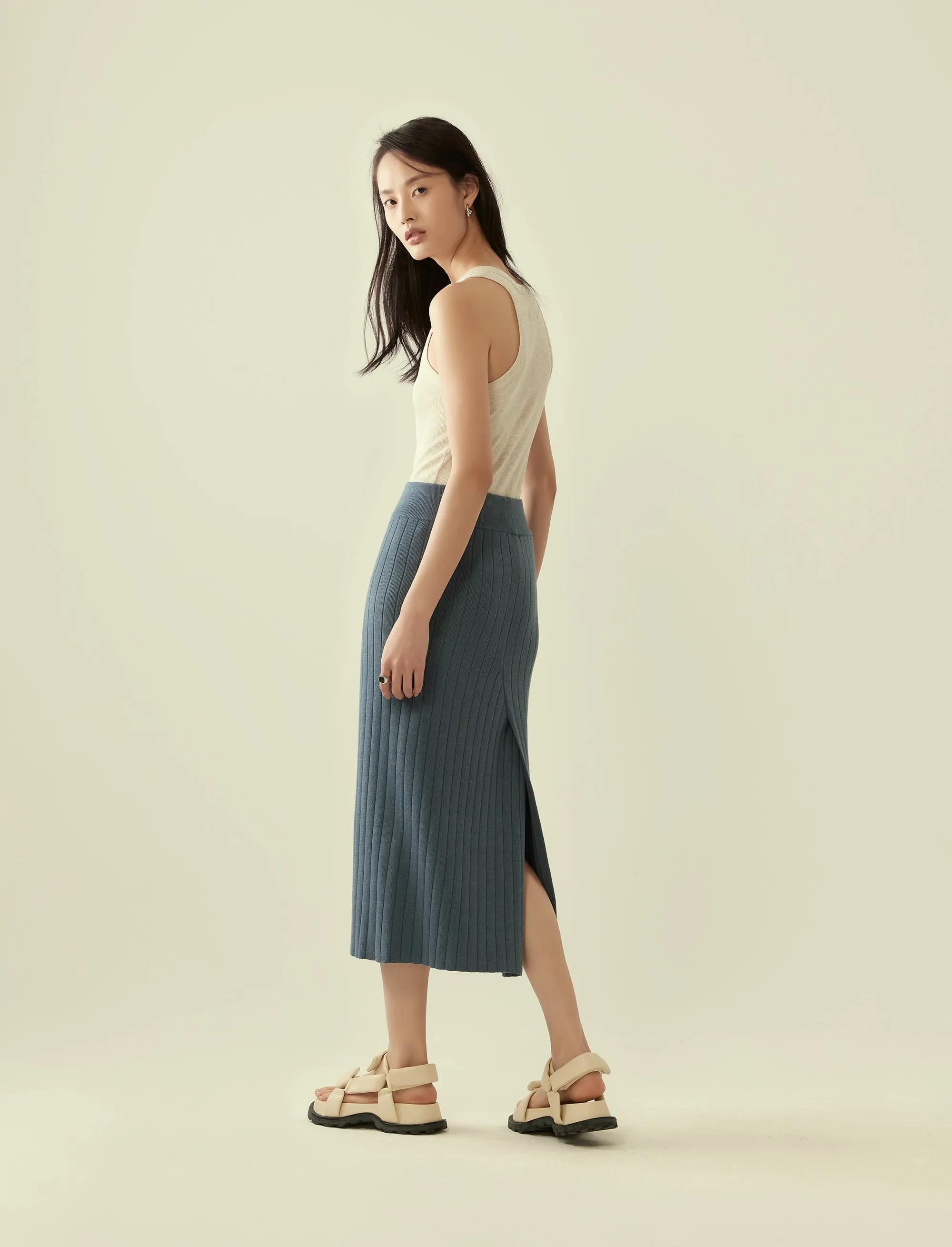 heather knit column skirt