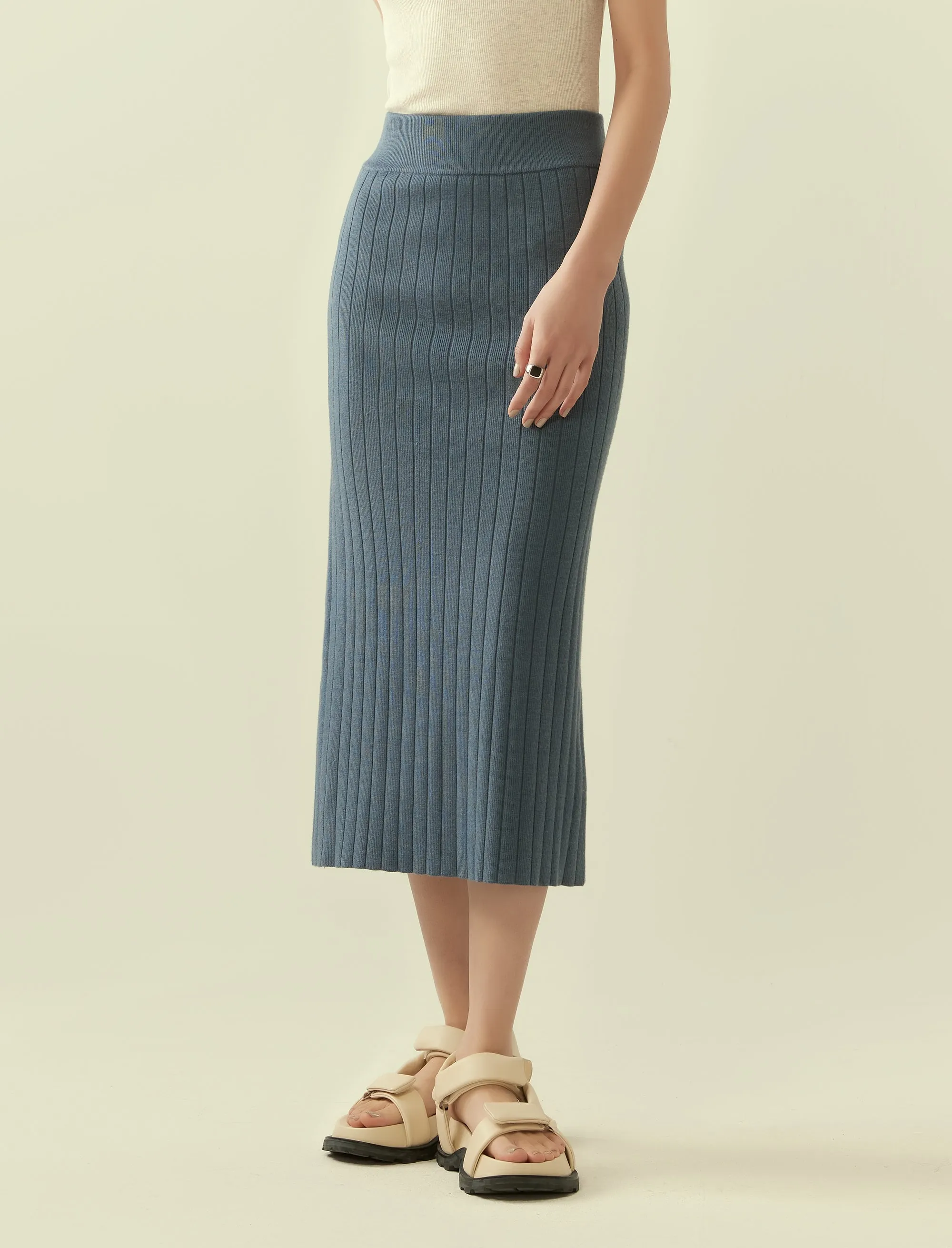 heather knit column skirt