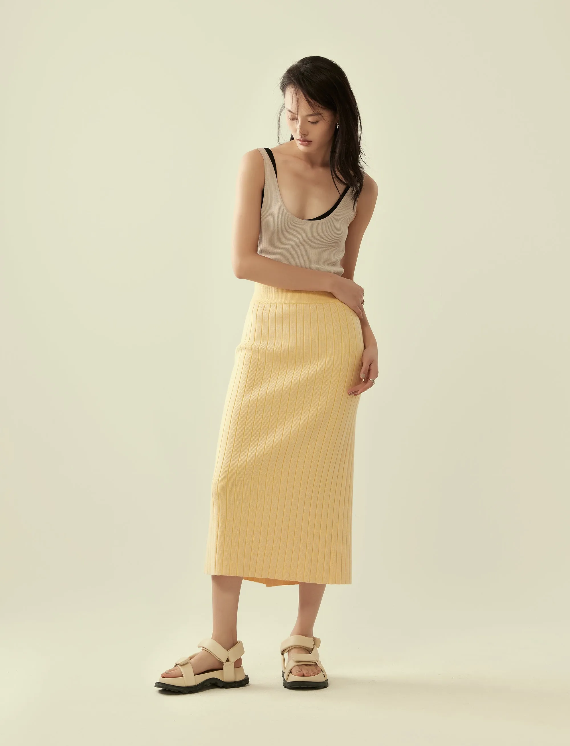 heather knit column skirt