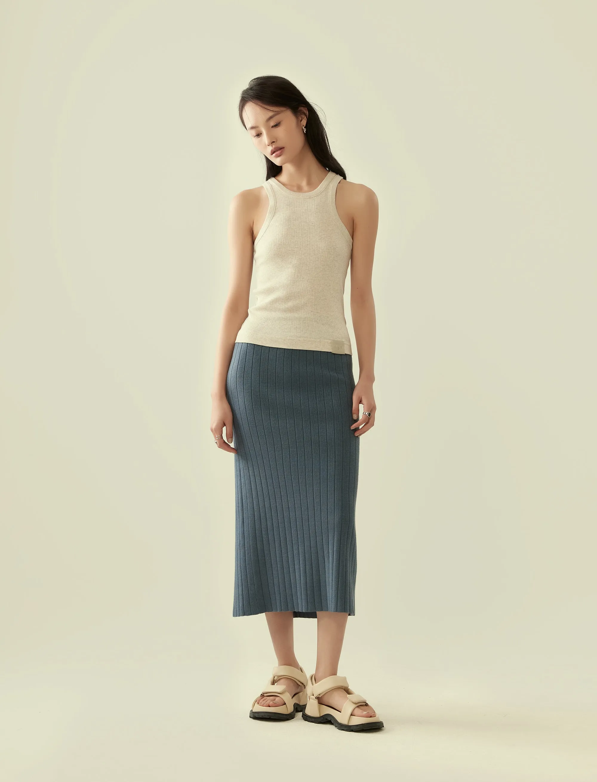 heather knit column skirt