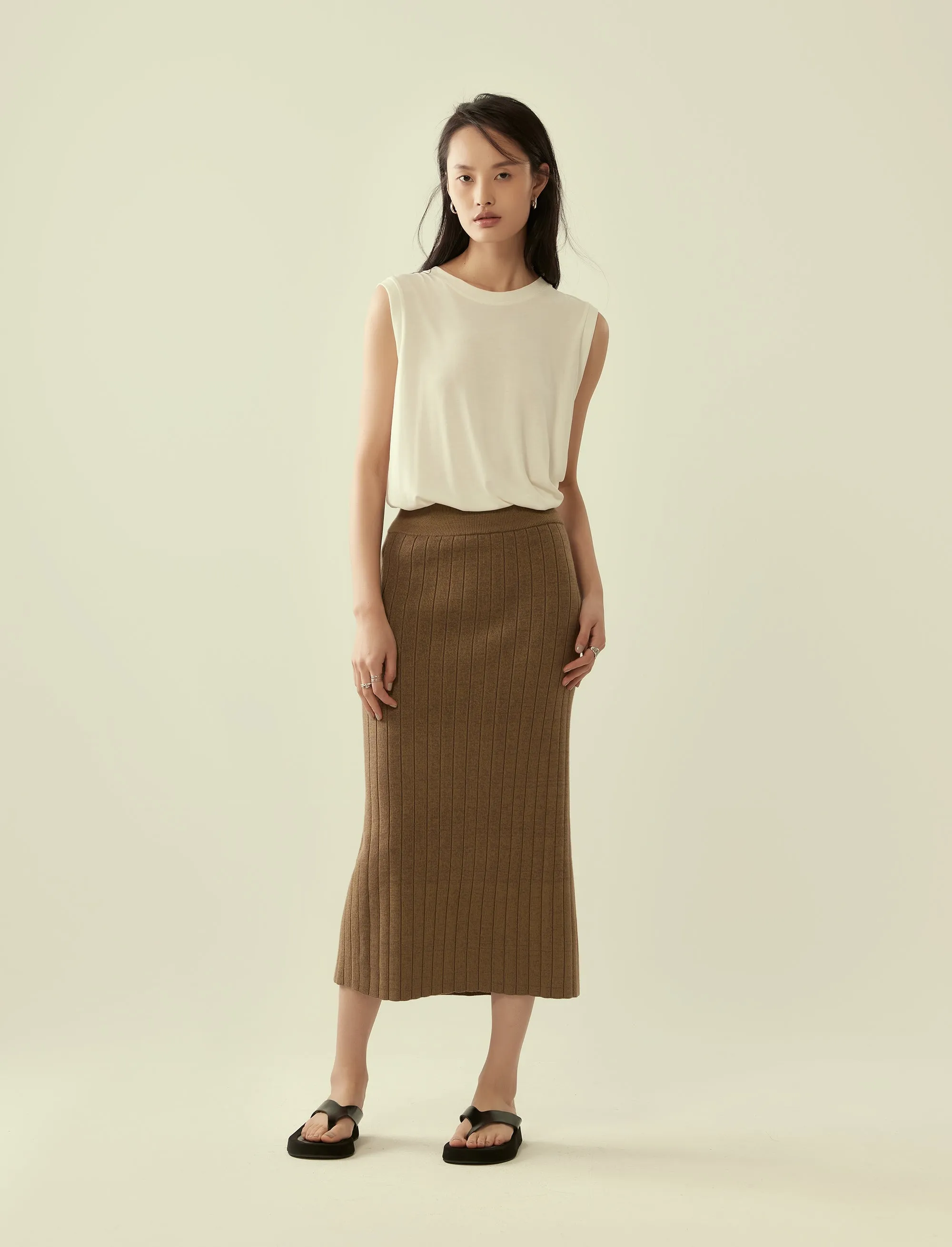 heather knit column skirt