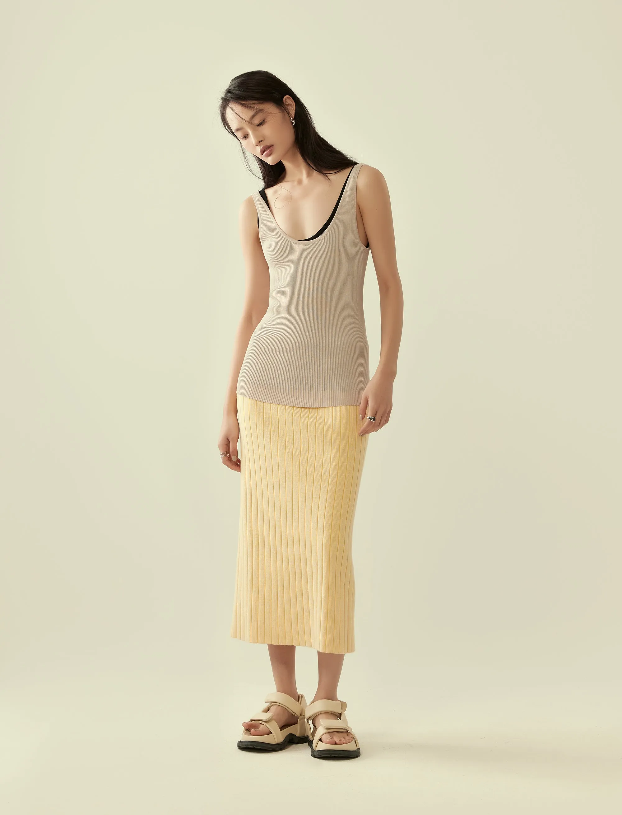 heather knit column skirt