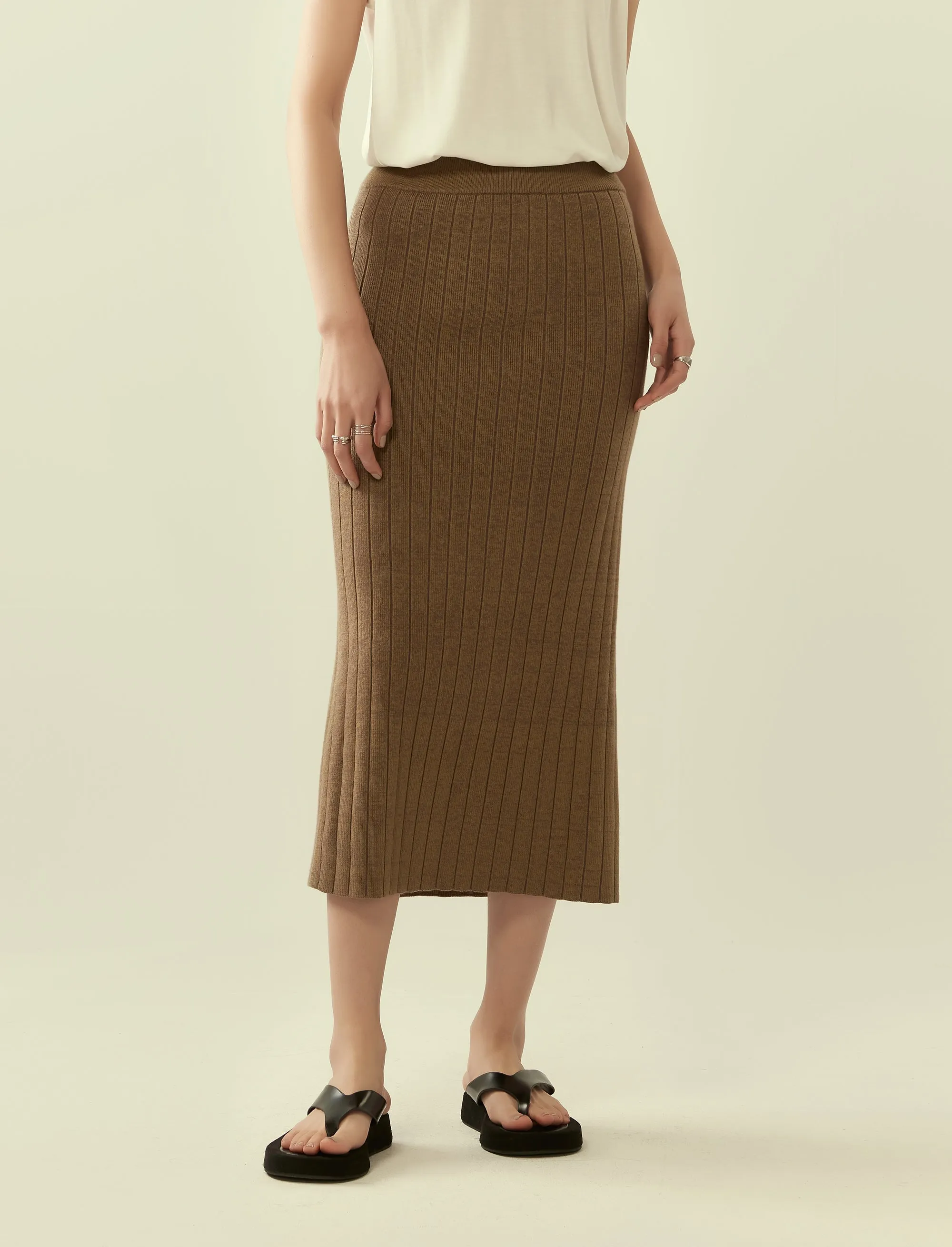 heather knit column skirt