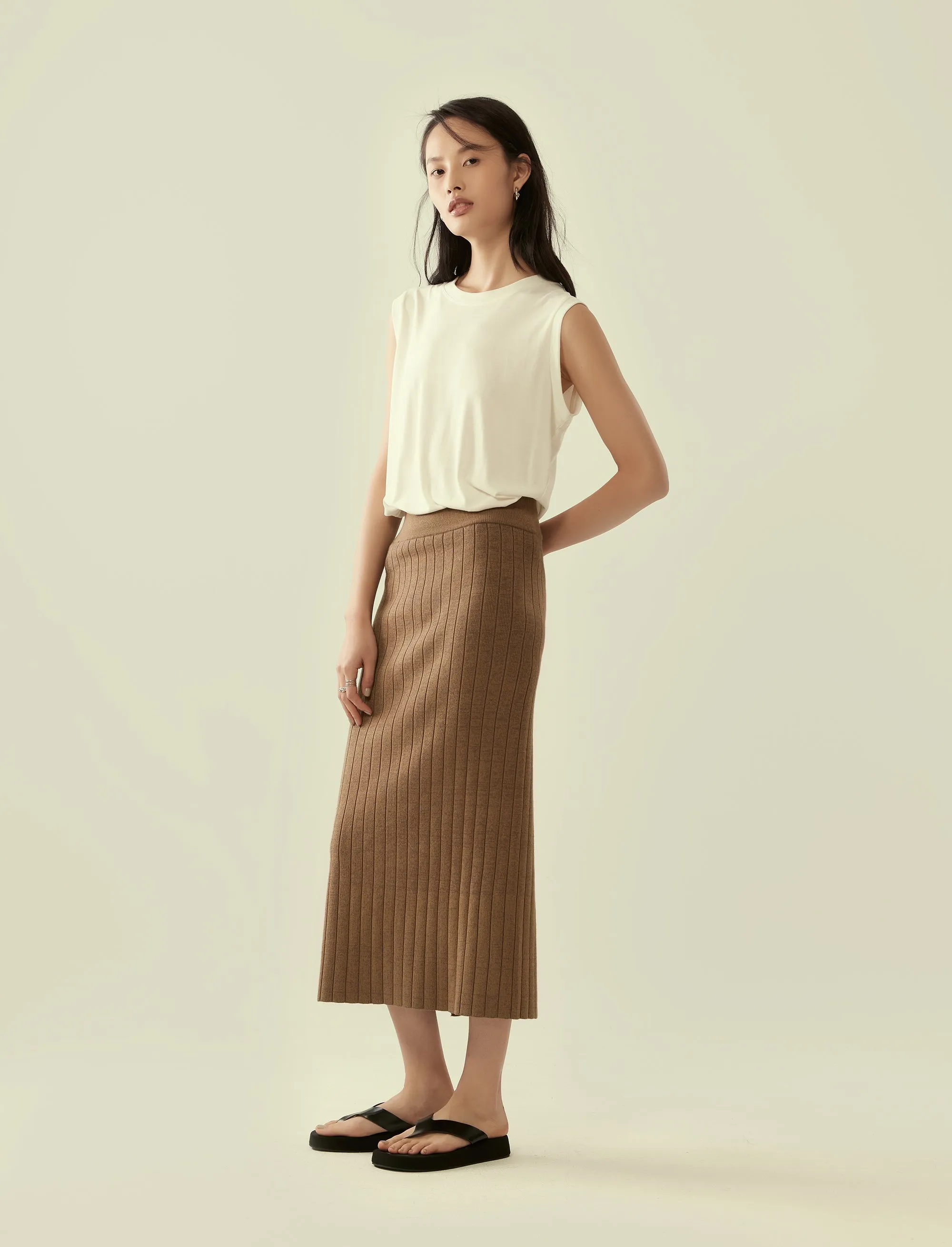 heather knit column skirt