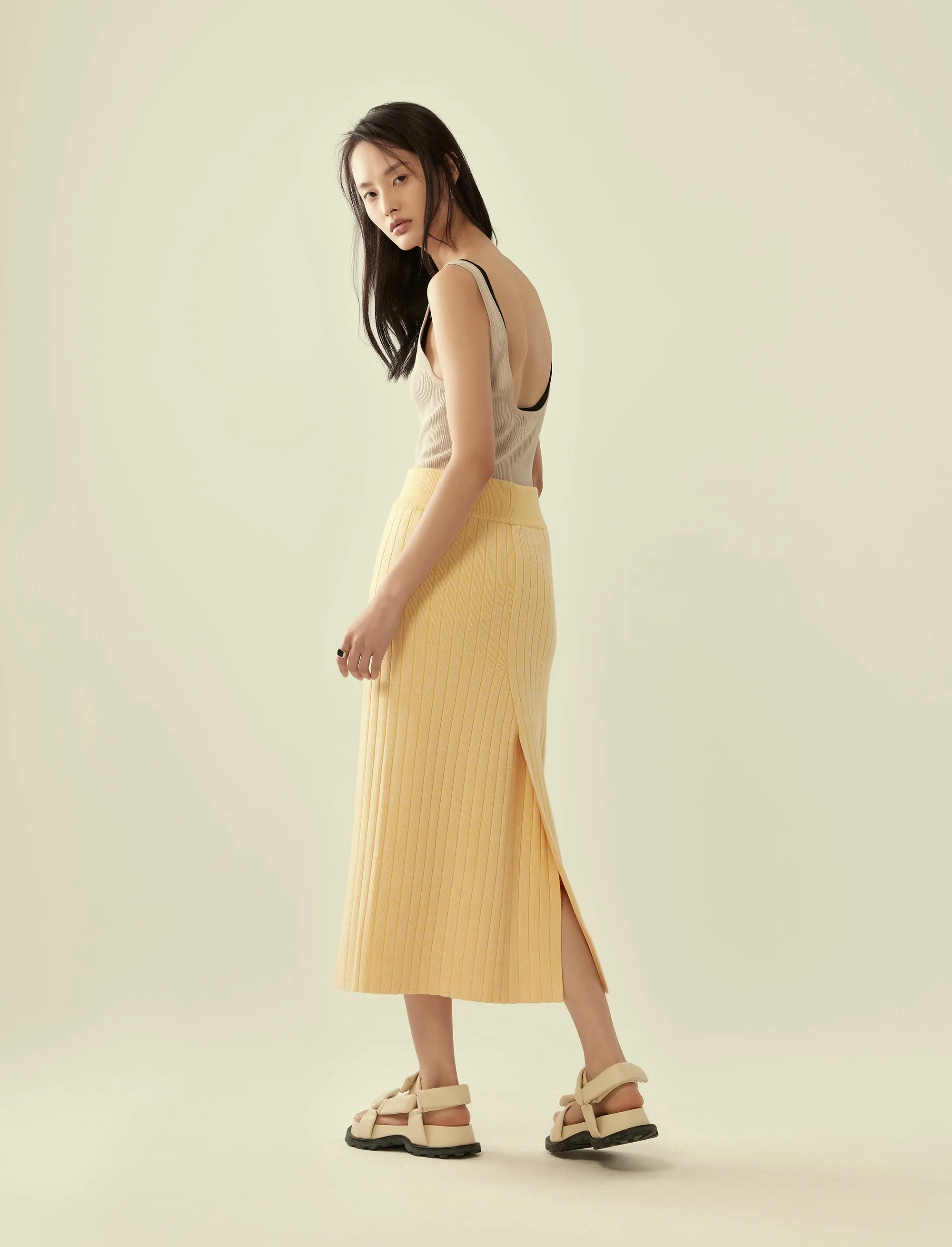 heather knit column skirt