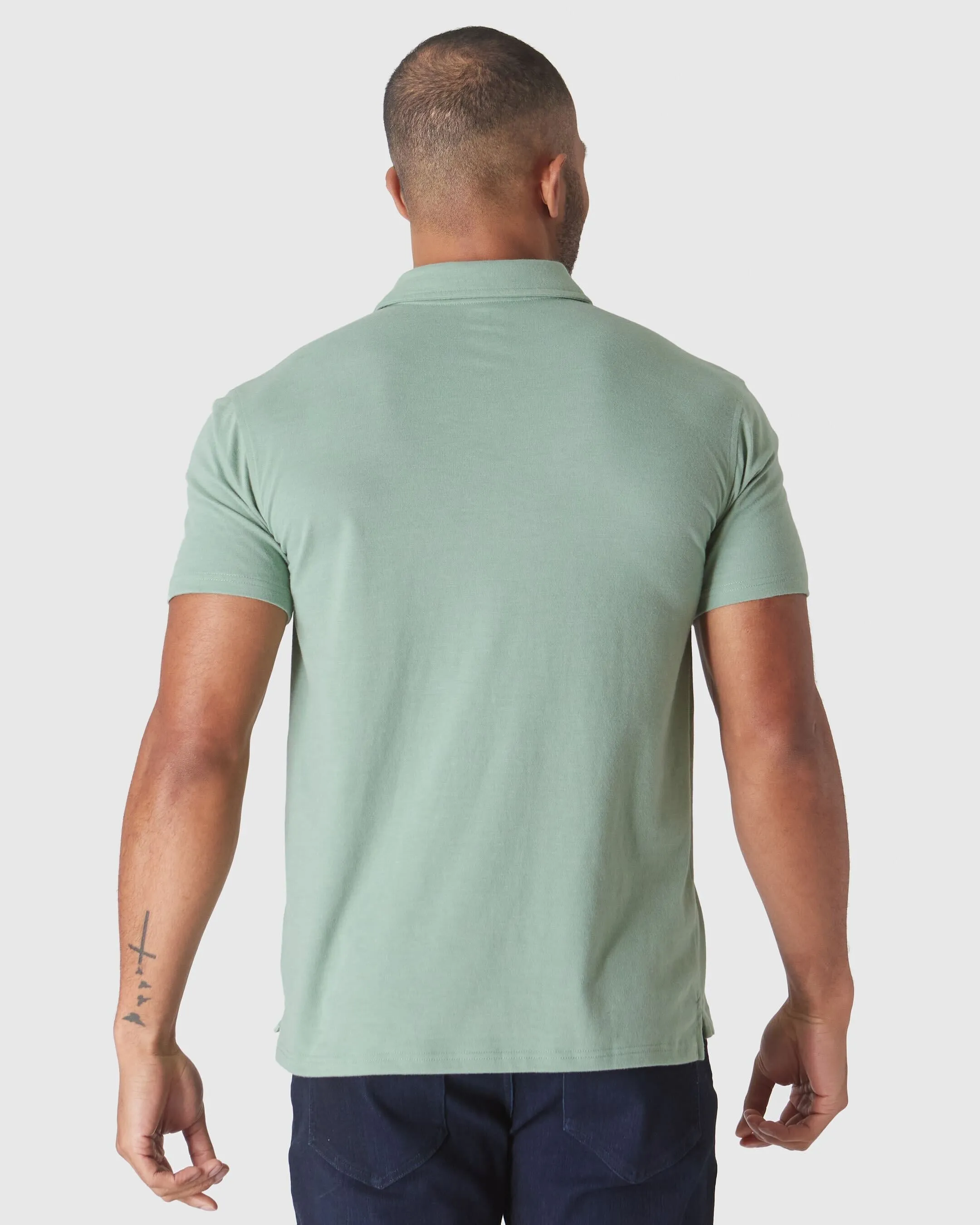 Heather Slate Green Short Sleeve Polo