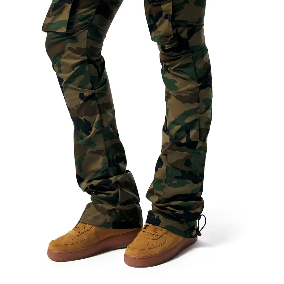 High Rise Stacked Utility Pants - Wood Camo