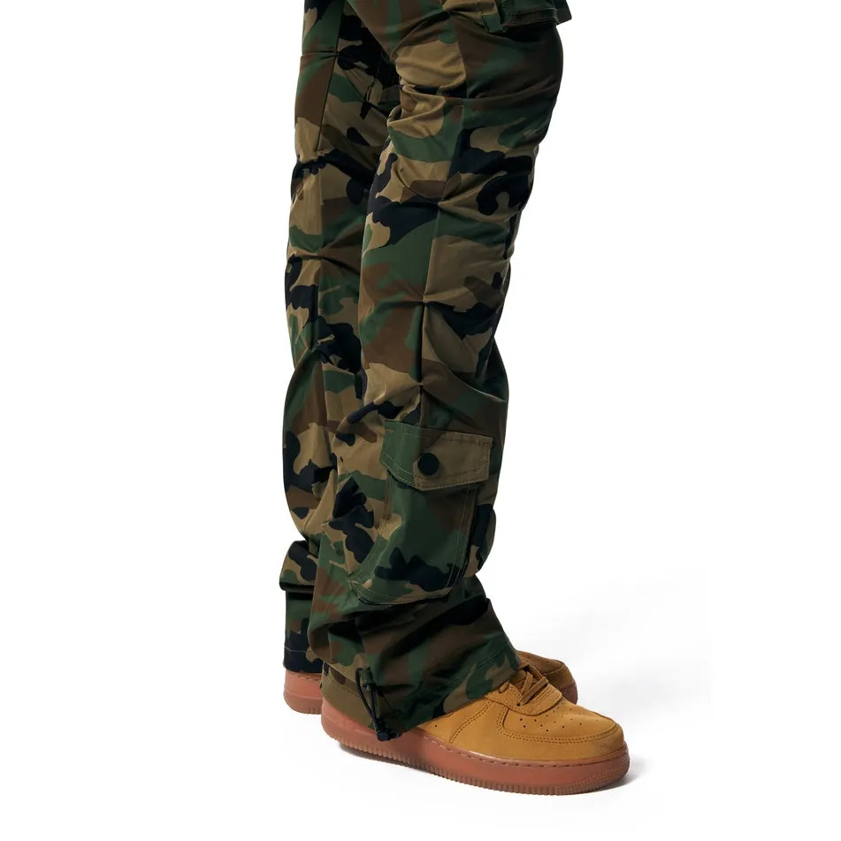 High Rise Stacked Utility Pants - Wood Camo