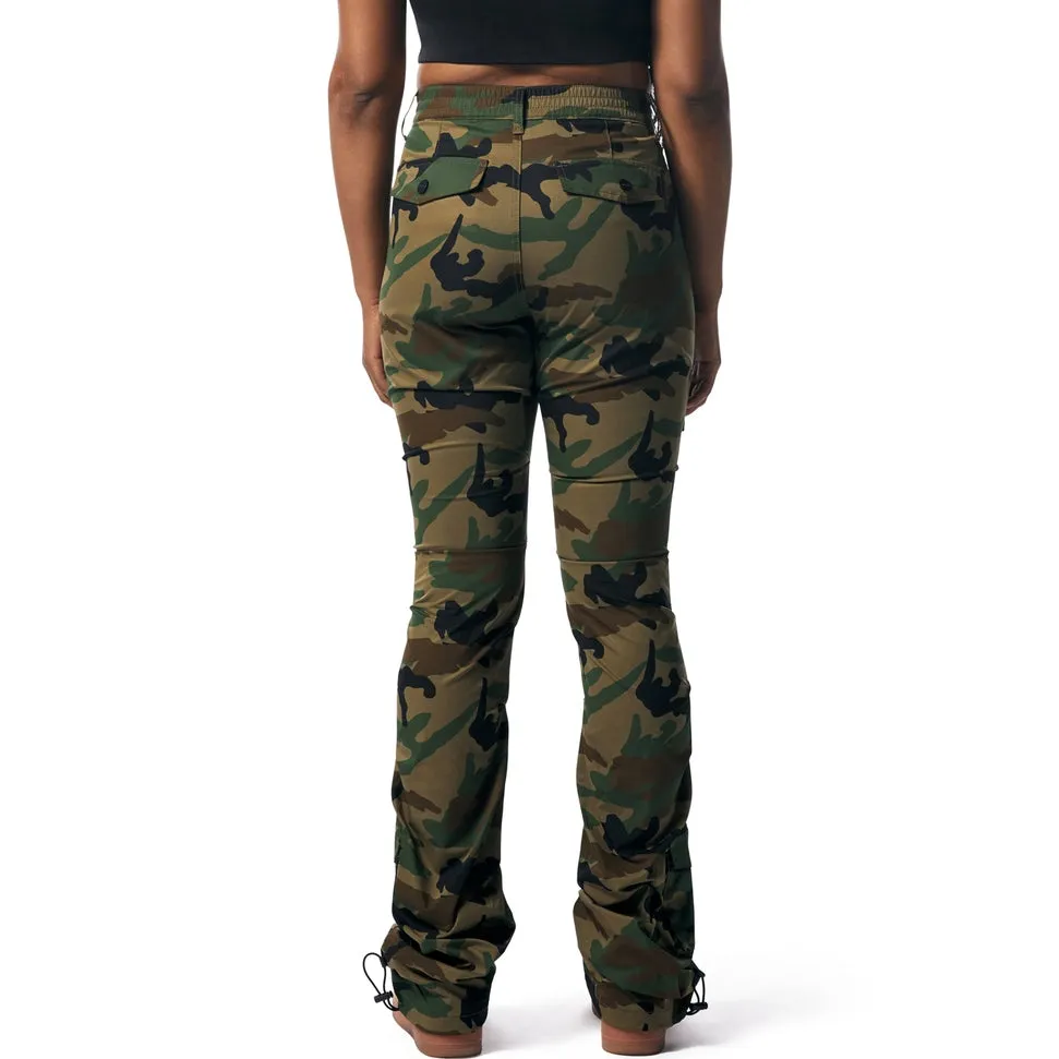 High Rise Stacked Utility Pants - Wood Camo