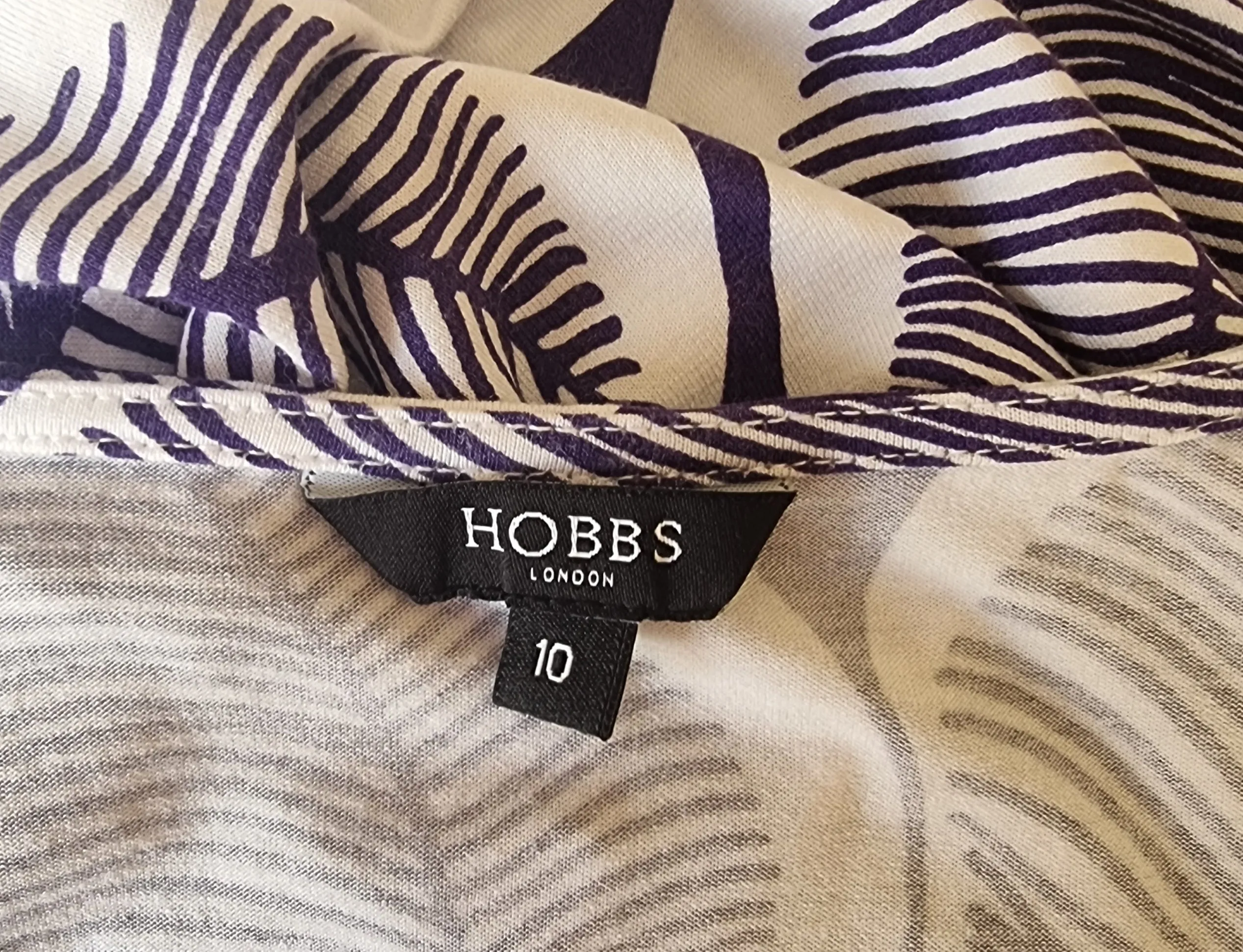 Hobbs Navy & White Vintage Jersey Wrap Dress UK 10 US 6 EU 38