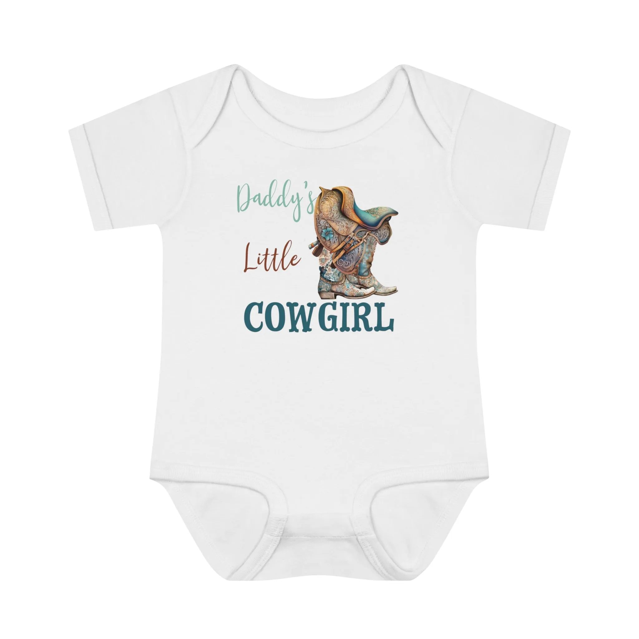 Infant Baby Rib Bodysuit, Daddy's Little Cowgirl baby Bodysuit, Cowboy Boots