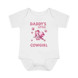 Infant Baby Rib Bodysuit, Daddy's Little Cowgirl baby Bodysuit, Pink Diamonds, Pink Cowboy Boots