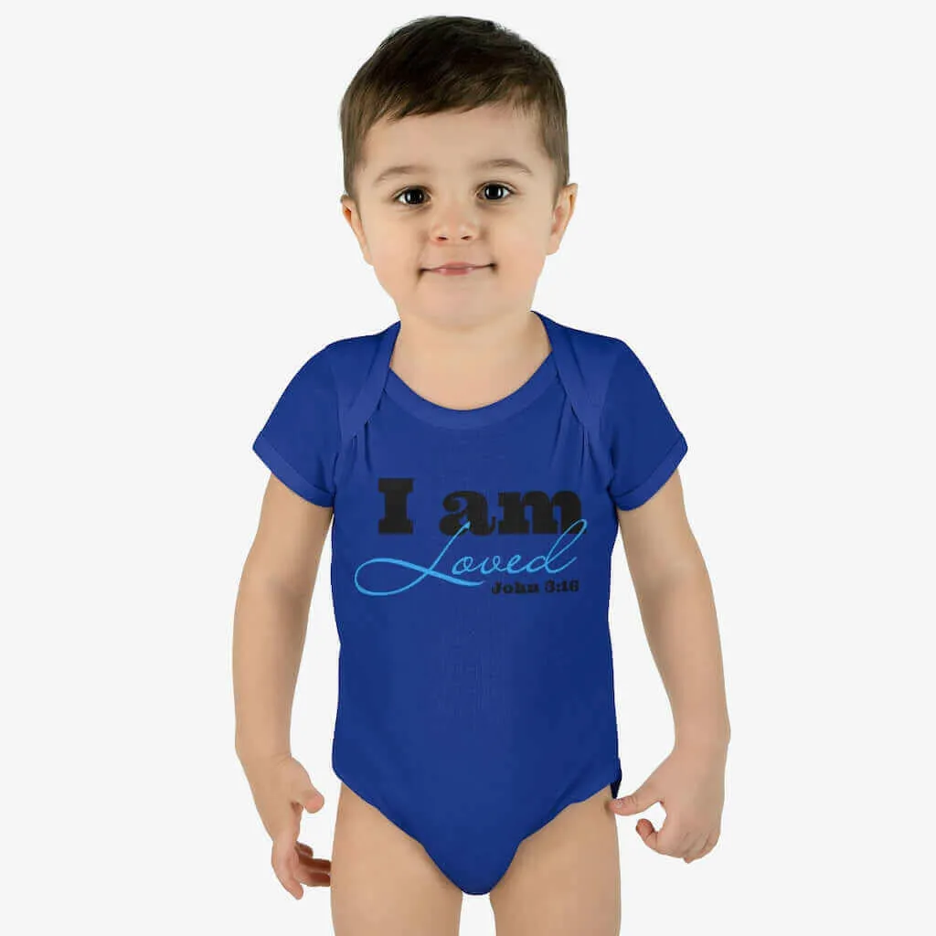 Infant Short Sleeve Bodysuit, Bodysuit, I am Loved Word Art